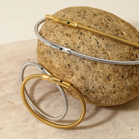 Set Di Gioielli In Acciaio Inossidabile Minimalista Catena A Serpente Collana Bracciale Impermeabile Resistente Al Sudore Stile INS Unisex