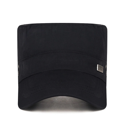 Men Cadet Cap Quick Dry Breathable Sunshade Hat Outdoor Flat Top Adjustable Sporty Style Metal Decor