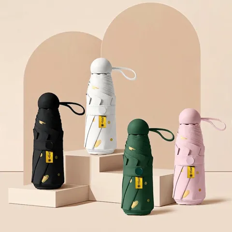 Mini Paraguas De Sol Y Lluvia Portátil Plegable Protección UV UPF 50 Plus Revestimiento De Vinilo Patrón De Corazón Para Mujeres