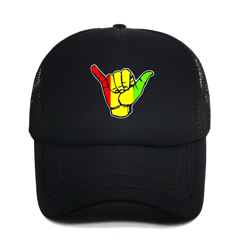 Καπέλο Trucker Πολυεστέρας Πλέγμα Αναπνεύσιμο Shaka Hand Gesture Print Ρυθμιζόμενο Snapback Προστασία Από Τον Ήλιο