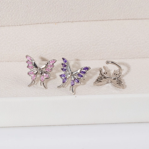 Manchette D'Oreille Papillon Cuivre Marquise Zircon Clip Sur Boucles D'Oreilles Style Fée Design Unique Pour Femmes
