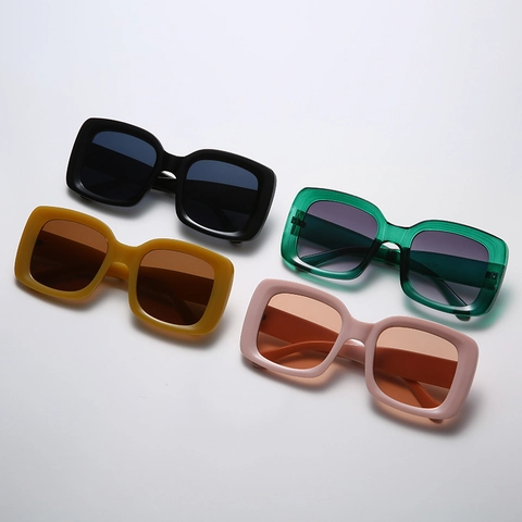 Square Large Frame Sunglasses PC Frame UV400 Protection Retro Jelly Color Oversized Eyewear For Women Men