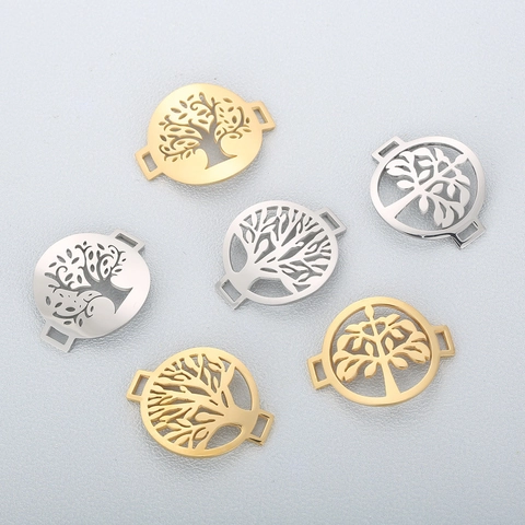 Conectores De Dijes De Árbol De La Vida De Acero Inoxidable Huecos Para Joyería DIY Pulsera Collar Accesorios