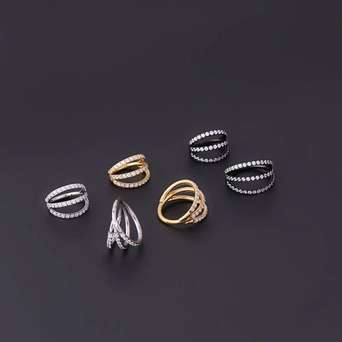 Anneau De Nez Acier Inoxydable Plusieurs Rangées Zircon Septum Clicker Segment Charnière Cartilage Boucle Oreille Bijoux Piercing