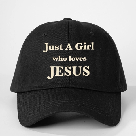 Just A Girl Who Loves Jesus Baseballkappe Polyester Verstellbarer Sonnenschutz Gebogene Krempe Sporthut Für Damen