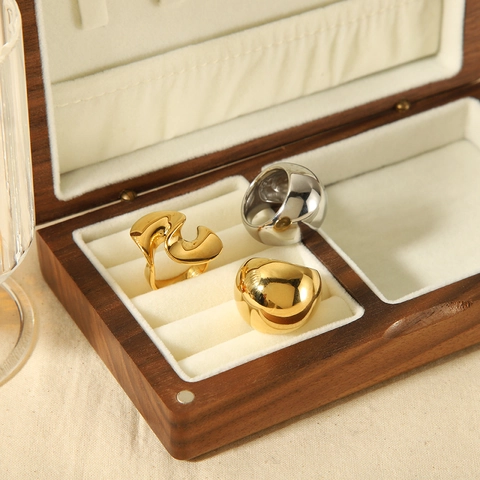 Ring Edelstahl 18K Vergoldet Klobig Kuppel Geometrische Spirale Irreguläre Welle Hochglanz Mode Schmuck Für Frauen