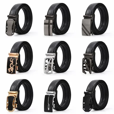 Herren Business Casual Echtleder Gürtel Automatischer Schnalle Rindsleder Hosenbänder High-End Mode Metall Schnalle Taillengürtel