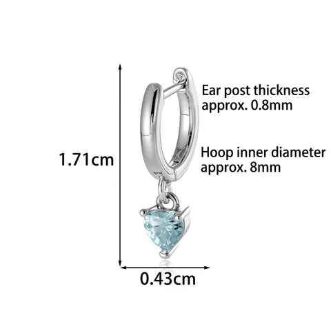 Minimalistische Hart Hanger Hoop Oorbellen Zirkoon Koper Fijne Huggie Sieraden Voor Vrouwen Mode Verzilverd