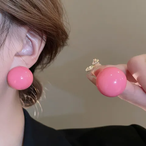 Candy Color Kugel Ohrstecker Mit 925 Sterling Silber Ohrstecker Acryl Hochglanz Minimalistisch Retro Schmuck Damen