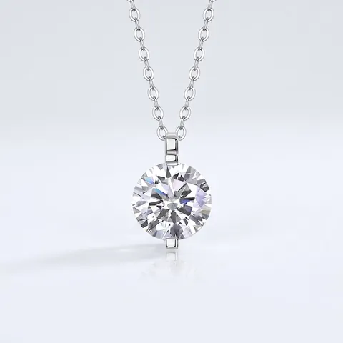 Collana con Pendente in Moissanite in Argento Sterling 925 Brillante Taglio Rotondo Solitario con Certificato GRA per Donna Gioielli da Sposa
