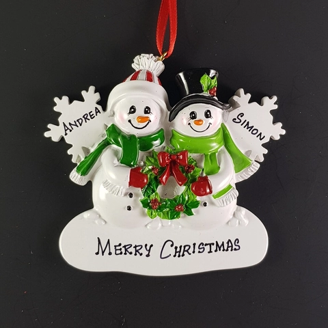 Christmas Snowman Family Hanging Ornament Hand Painted Resin Wreath Snowflakes Xmas Tree Decor Holiday Gift