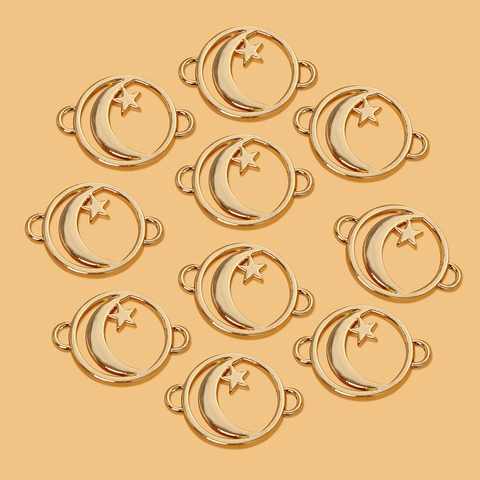 Moon Star Alloy Charms Connectors Round Hollow Jewelry Finding Accessories For DIY Bracelets Necklaces Earrings