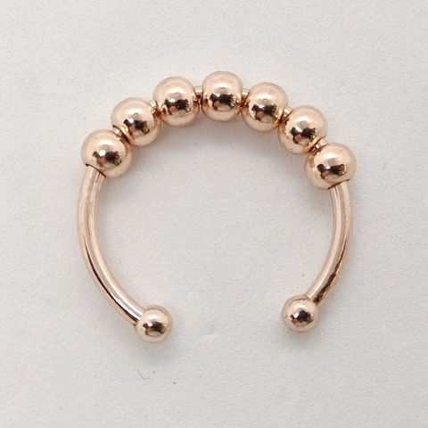 Anxiety Ring Stainless Steel Rotating Beads Adjustable Open Design Stress Relief Fidget Jewelry Unisex