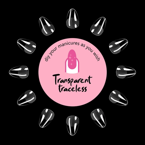 Faux Ongles à Presser Amande Semi-Givrés Transparents Sans Trace Mat Courts Avec Boîte de Rangement Pour Manucure DIY Femme