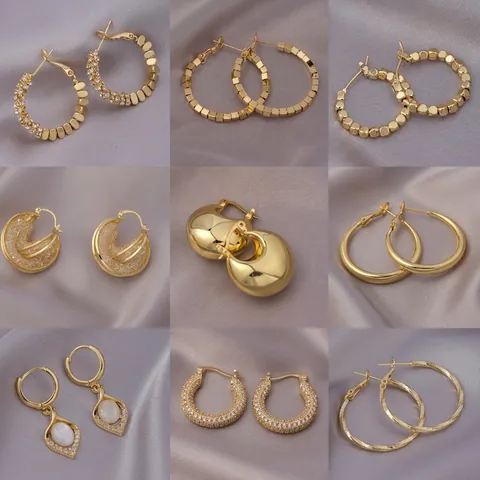 Eleganti Orecchini a Cerchio in Rame da Donna Con Perno in Argento Sterling 925 Geometrici Strass Orecchini a Bottone Gioielli di Moda