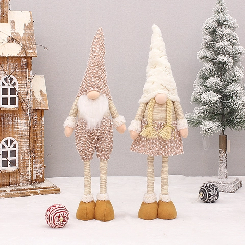 Christmas Gnomes Plush Faceless Scandinavian Tomte Light Up LED Retractable Legs Swedish Nisse Home Holiday Decoration