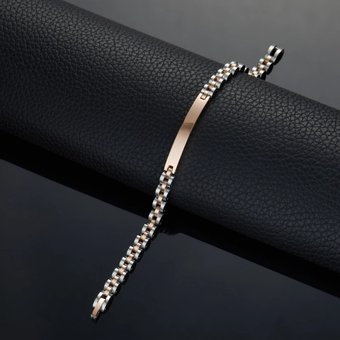 Pulsera De Eslabones De Acero Inoxidable Con Estilo De Correa De Reloj Y Placa De Identificación Curva Joyería De Moda