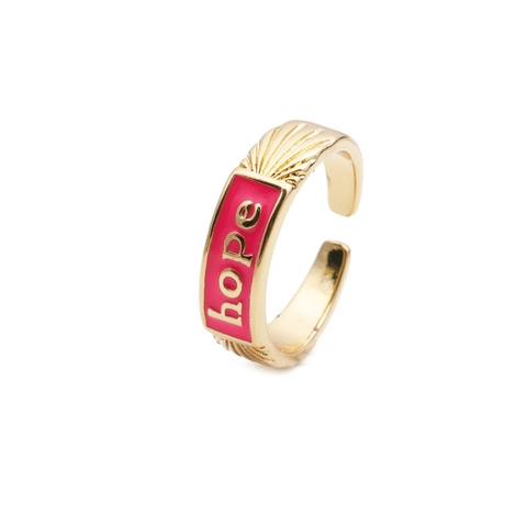 Hope Buchstabe Offener Ring Verstellbar Kupfer Vergoldet Emaille Rechteckig Geometrisch Modeschmuck Für Damen Herren
