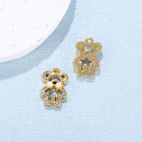 Ciondoli Orso Lega Strass Imitazione Perla Artificial DIY Per Creazione Gioielli Collana Bracciale Accessorio