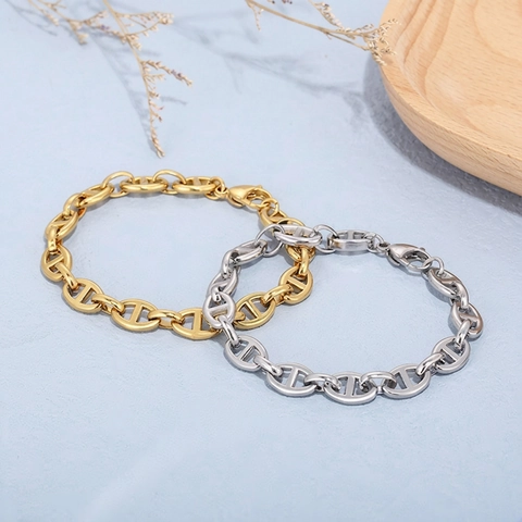 Bracciale A Catena Di Ancora A Naso Di Maiale In Acciaio Inossidabile Gioielli Di Moda Geometrici Minimalisti Per Uomini E Donne