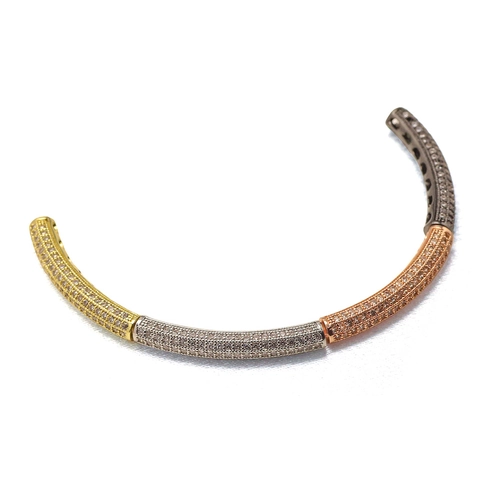 Cuentas De Tubo Curvo De Circón Micropavimentadas Conectores Espaciadores De Cobre Para Hacer Pulseras Y Collares De Moda DIY