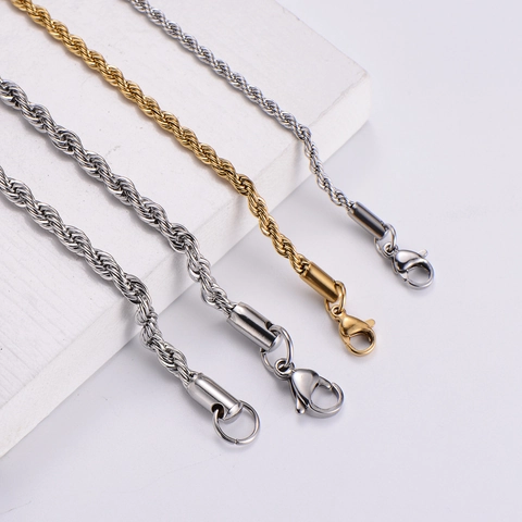 Collana A Catena In Corda Acciaio Inossidabile 304 Placcato Oro 18K Gioielli Hip Hop Per Uomini E Donne