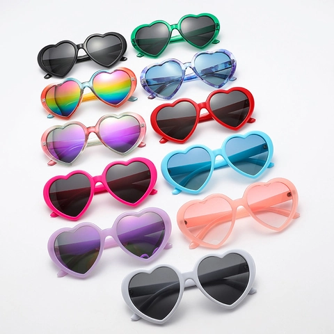 Occhiali Da Sole A Forma Di Cuore Montatura In Plastica UV400 Moda Retro Lenti Colorate Per Donne Ragazze Festa Viaggio