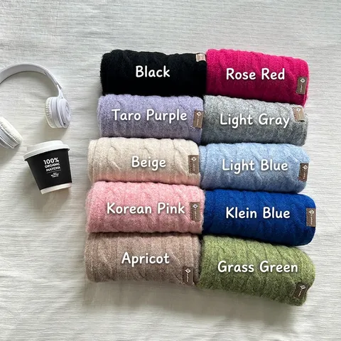 Women Sweet Candy Color Cable Knit Scarf Soft Warm Acrylic Shawl Scarf Japanese Style Winter Neck Warmer Shawl For Men Women