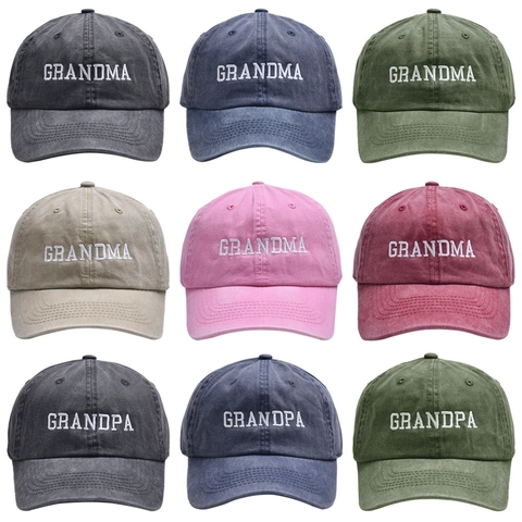 Vintage Gewassen Katoenen Honkbalpet Met Grandpa Grandma Borduurwerk Distressed Dad Hat Outdoor Sport