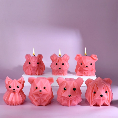 3D Animal Silicone Molds For DIY Scented Candle Soap Resin Casting Food Grade Origami Geometric Dog Cat Bear Dragon