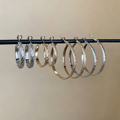 Getextureerde Ronde Hoop Oorbellen Met 925 Sterling Zilveren Oorknopje Geometrische Cirkel Mode Sieraden Voor Vrouwen Accessoire