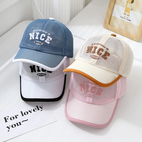 Kids Mesh Baseball Cap Breathable Sun Protection Hat Embroidery Letter Toddler Boys Girls Outdoor Summer Accessory