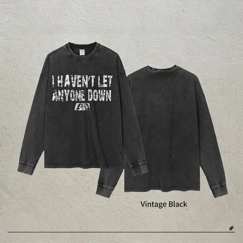 Maglietta A Maniche Lunghe Da Uomo Cotone Pesante Vintage Acid Wash Grafica Distressed Retro Street Style Loose Fit Top