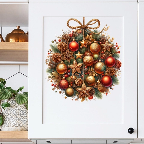 Adesivo Da Parete Ghirlanda Di Natale PVC Impermeabile Autoadesivo Decorazione Festiva Per Soggiorno Finestra Porta