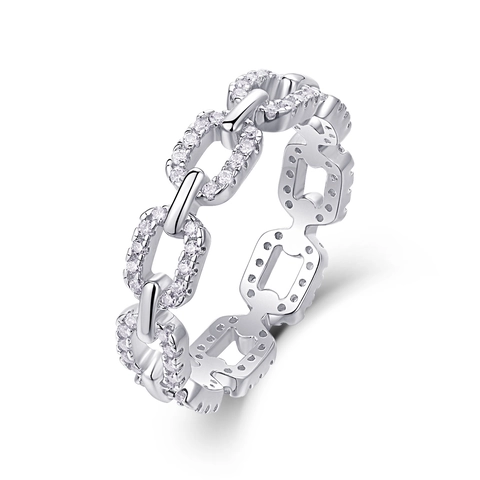 Moissanite Ketting Link Ring 925 Sterling Zilver Geplaveid Fonkelende Sieraden Voor Vrouwen Mode Trendy Accessoire