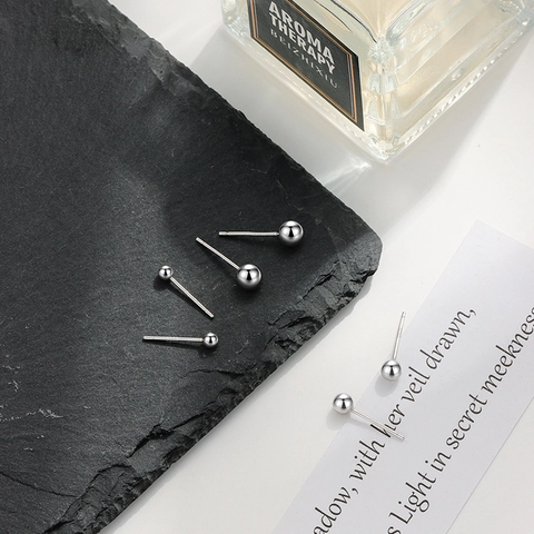 925 Sterling Silber Kugel Ohrstecker Minimalistische Geometrische Runde Polierte Hypoallergene Schmuck Für Damen Herren