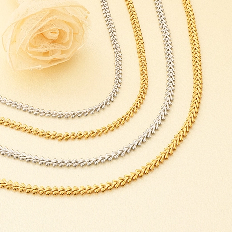 Collana Con Catena A Spiga In Acciaio Inossidabile Per Donna Placcata Oro 18K Minimalista Regolabile Girocollo Gioielleria