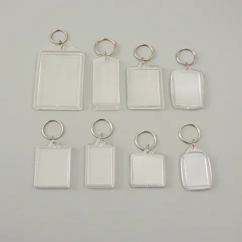 DIY Transparent Acrylic Photo Keychains Blank Insert Picture Frame Keyring Heart Round Square Shapes Gift