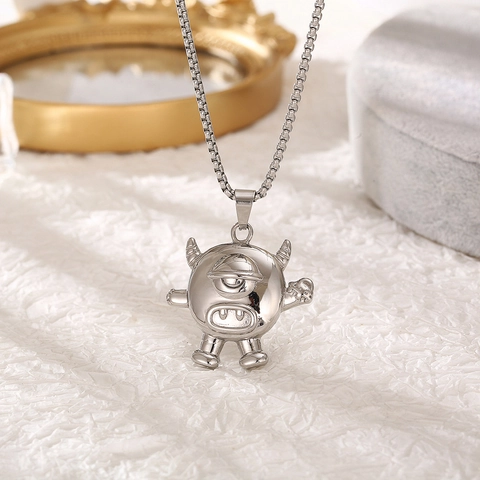 Collana Con Pendente Mostro Hip Hop Acciaio Inossidabile Un Occhio Cornuto Gioielli Di Novità Per Uomo Donna