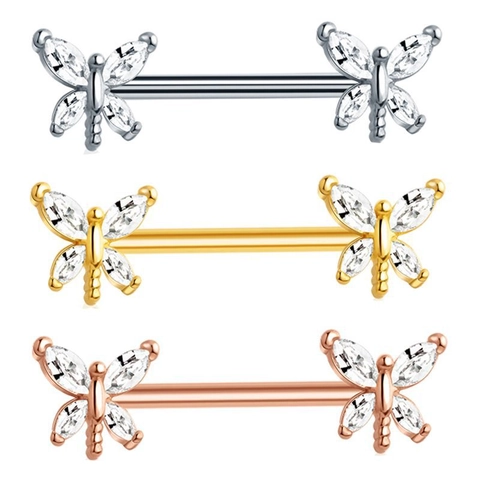 Piercing Capezzolo In Acciaio Inossidabile Con Zircone Farfalla Vintage Gioielli Per Il Corpo Da Donna Accessori Eleganti