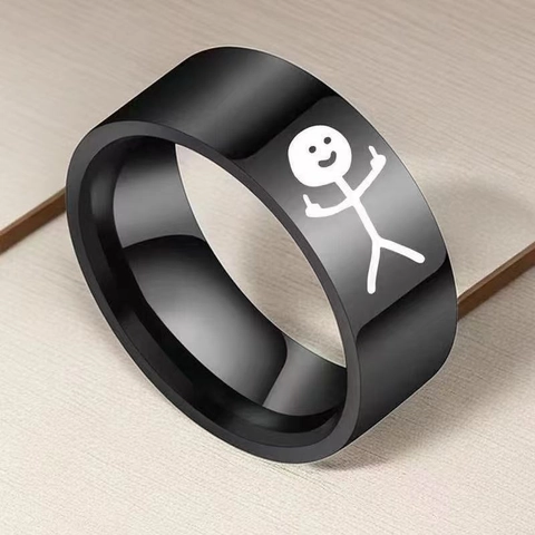 Stickman Mittelfinger Ring Titan Stahl Band Paare I Love You Romantischer Schmuck Geschenk Für Männer Frauen