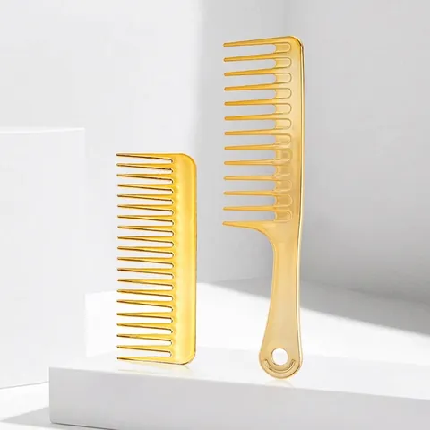 Breedgetande Ontwarringskam En Haarborstel Professionele Salon Massage Styling Tools Gegalvaniseerd ABS Draagbaar Unisex Goud