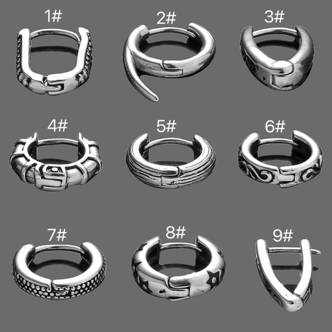 Orecchini A Cerchio Huggie Retrò Acciaio Inossidabile Stile Punk Hip Hop Industriale Argento Antico Uomo Unisex Gioielli