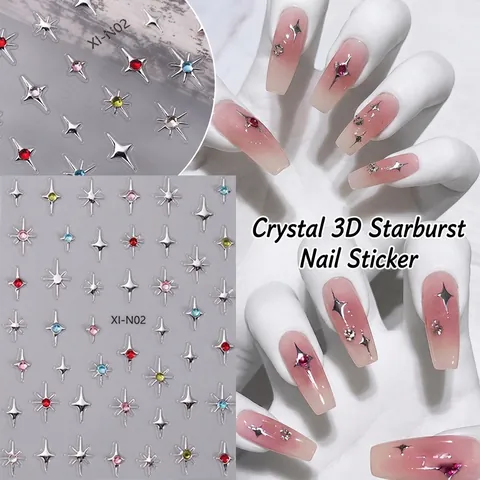 Adesivi Per Unghie A Stella 3D Strass Luccicanti Decalcomanie Per Manicure Autoadesive Decorazioni Stellari Per Donne