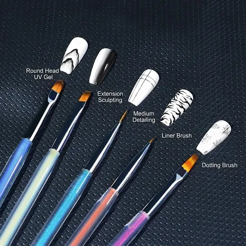 Professional Nail Art Brushes Aurora Acrylic Synthetic Liner Painting Tools For Salon DIY Manicure
