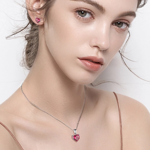 925 Sterling Silber Herz Geburtsstein Halskette Für Damen Sternzeichen Herzform Zirkonia Anhänger Romantischer Geburtstag
