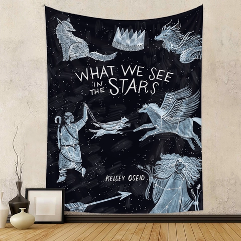 Arazzo Da Parete Tapestry Poliestere Tessuto Notte Stellata Costellazione Bohemien Mandala Gotico Per Camera Casa