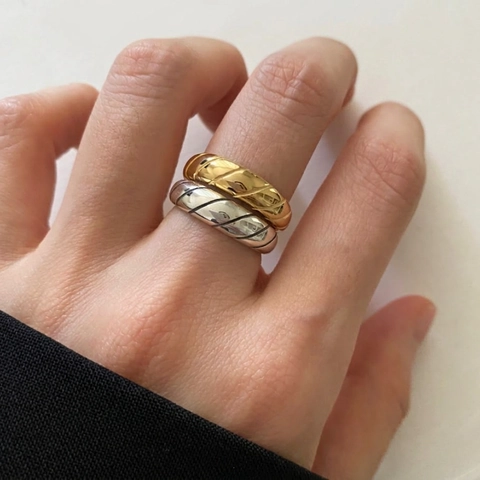 925 Sterling Silber Ring Minimalistischer Diagonal Twill Gesteppt Verstellbar Offen Vintage Französischer Stil Für Damen