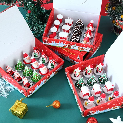 Candele Di Natale Paraffina Senza Fumo Forme Babbo Natale Pupazzo Di Neve Albero Per Decorazione Festa Casa