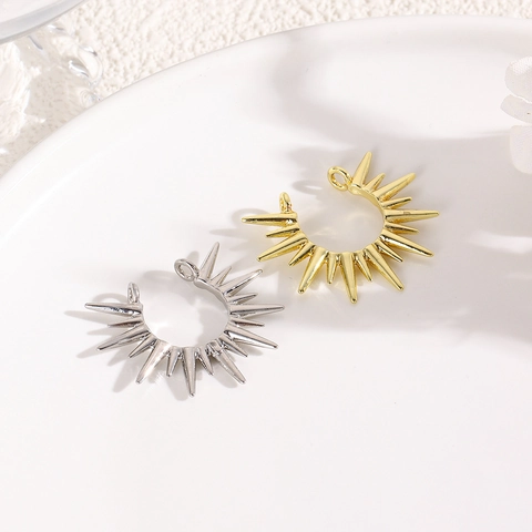 Sun Ray Connector Pendants Gold Plated Copper Semi Circle Sunburst Spikes DIY Jewelry Making Findings Accessories